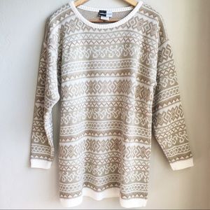 Vintage Patterned Knit Oversized Sweater